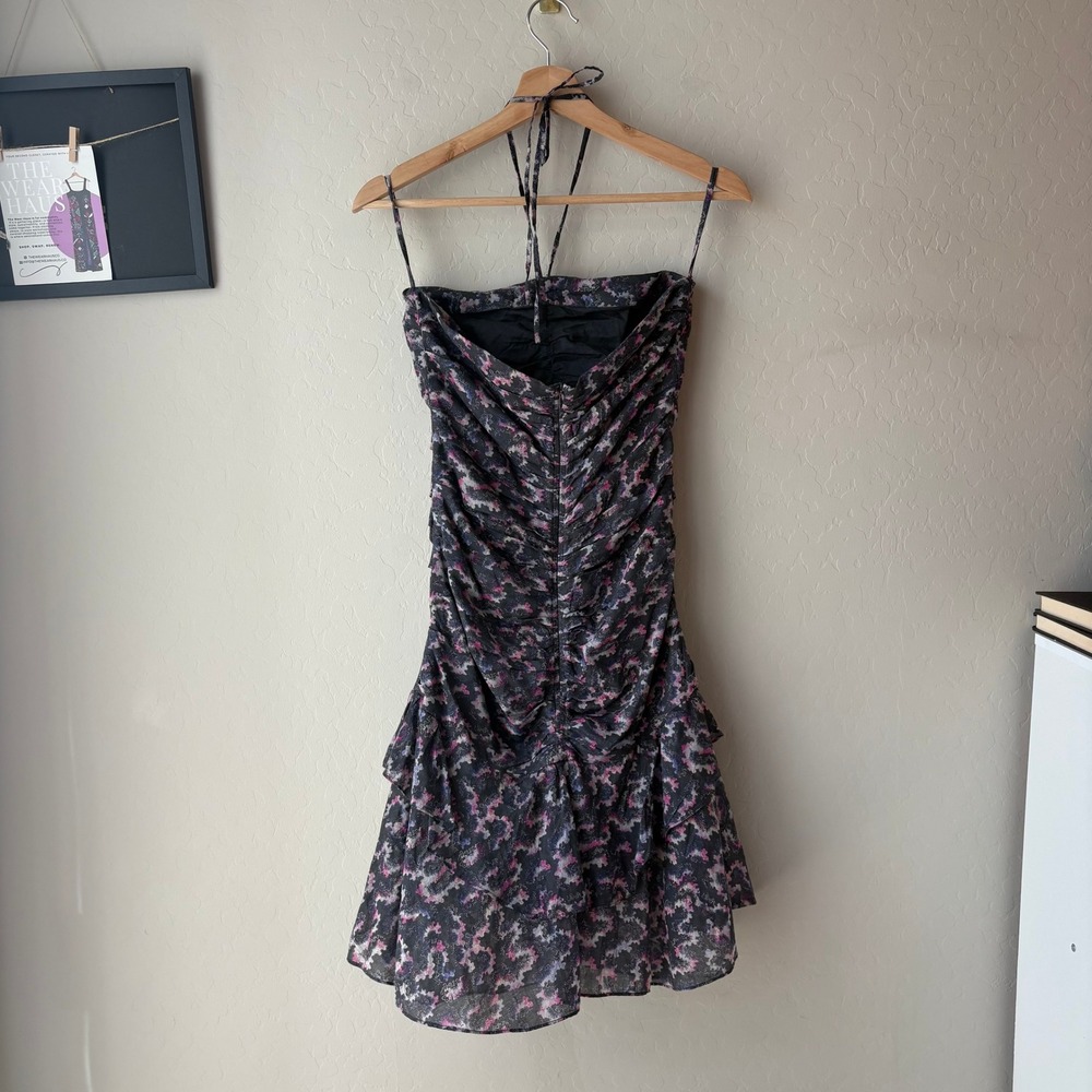 ISABEL MARANT Strapless Ruched Mini Dress in Black and Pink - Picture 7 of 9